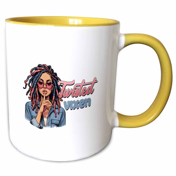 3drose, Twisted Vixen Text and an Image of African-american Beautiful Woman, 11oz Two-tone Yellow Mug