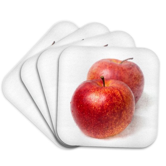 3drose, Two Red Apples, One Behind the Other. Stylized Photo, Set of 4 Coasters - Soft