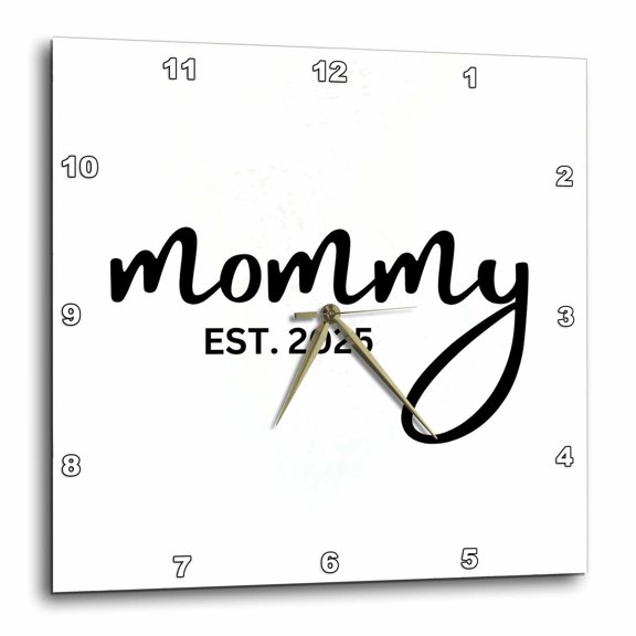 3drose, Typography of Mommy Est 2025, 15x15 Wall Clock