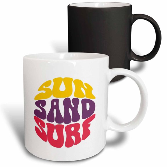 3drose, Typography of Sun, Sand, Surf, 11oz Magic Transforming Mug