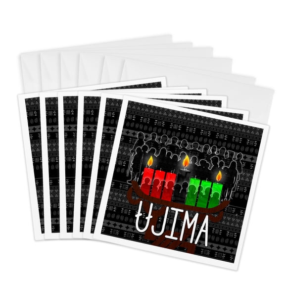 3drose, Ujima Kwanzaa Day 3 with Kinara Collective Work and Community, 6 Greeting Cards with Envelopes