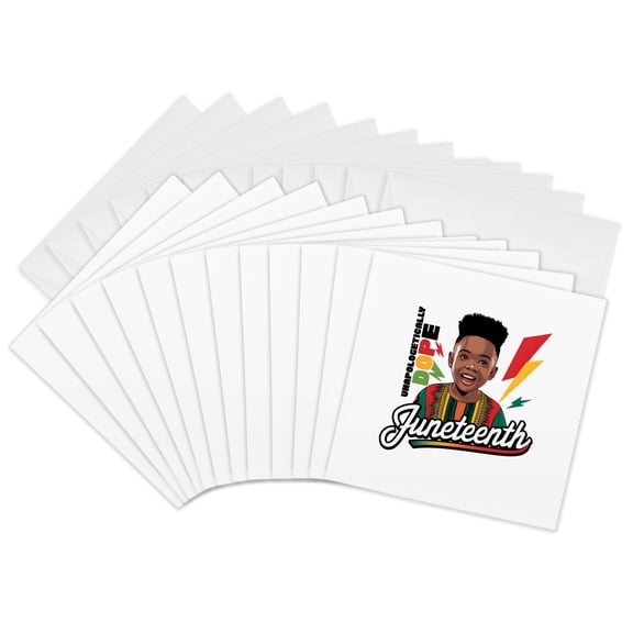 3drose, Unapologetically Dope Text, Afro American Boy. Juneteenth Artsy Gift, 12 Greeting Cards with Envelopes