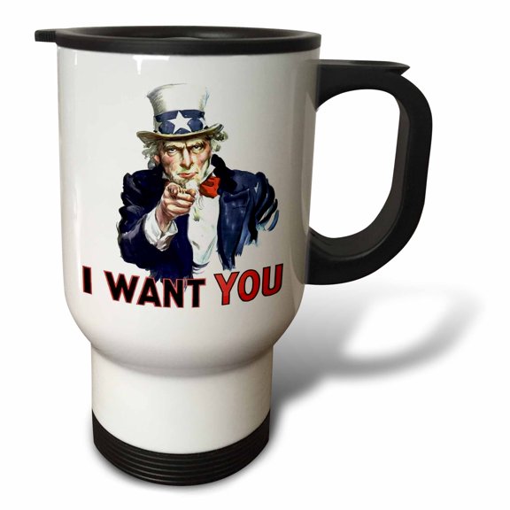 3drose, Uncle Sam I Want You, 14oz Stainless Steel Travel Mug