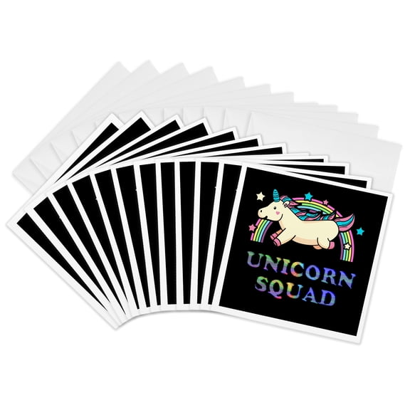 3drose, Unicorn Squad Card with a Super Cute Unicorn, 12 Greeting Cards with Envelopes