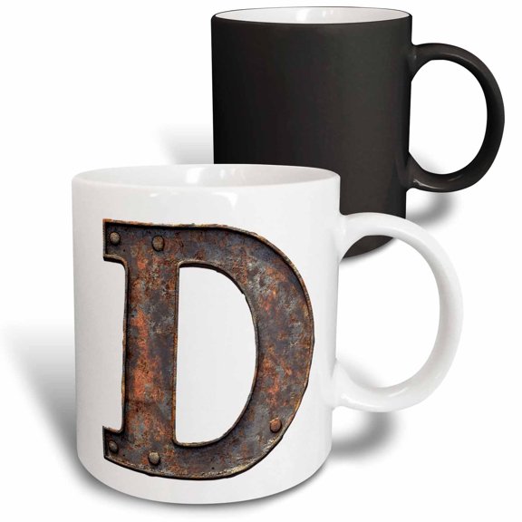 3drose, Urban Image of Rusty Metal Monogram Letter D, 11oz Magic Transforming Mug