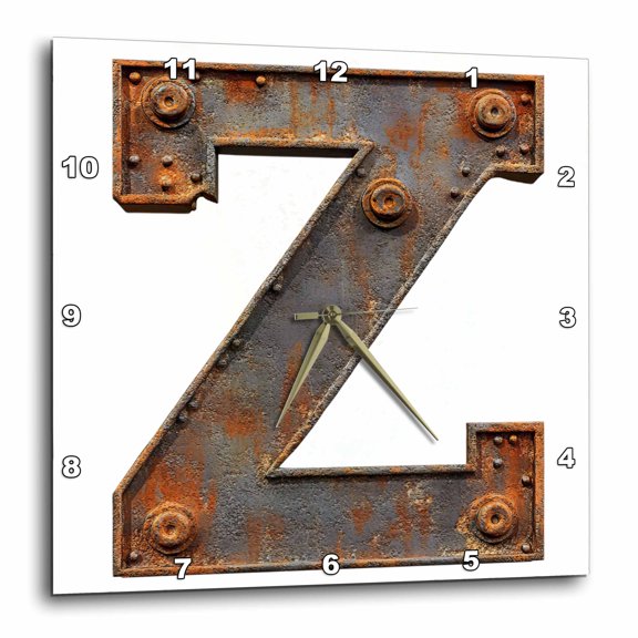 3drose, Urban Image of Rusty Metal Monogram Letter Z, 15x15 Wall Clock