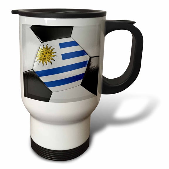 3drose, Uruguay Soccer Ball, 14oz Stainless Steel Travel Mug