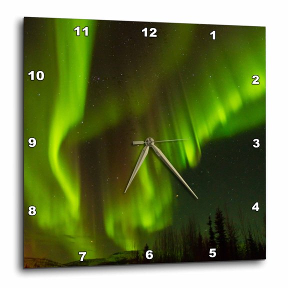 3drose, Usa, Alaska, Fairbanks. Northern Lights Patterns., 10x10 Wall Clock