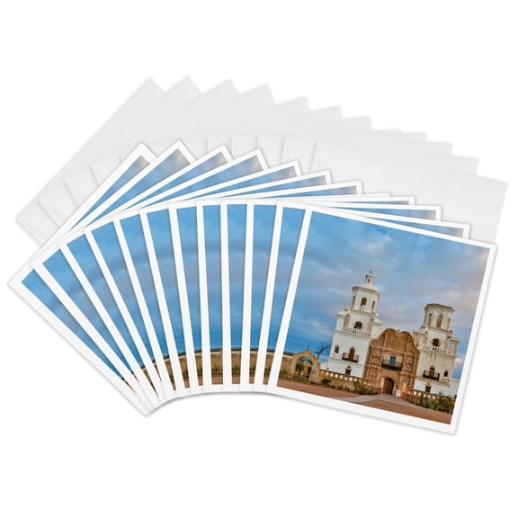 3drose, Usa, Arizona, Tucson. Mission San Xavier Del Bac, 12 Greeting Cards with Envelopes