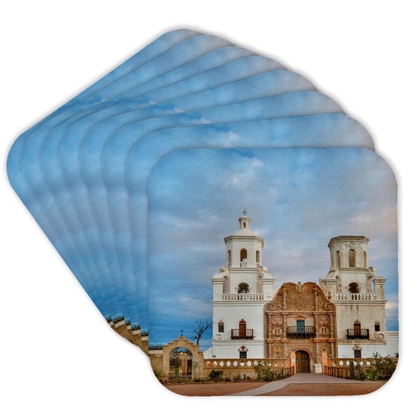 3drose, Usa, Arizona, Tucson. Mission San Xavier Del Bac, Set of 8 Coasters - Cork