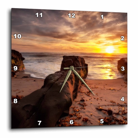 3drose, Usa, California, La Jolla, Sunset Near Coast Blvd. Park, 10x10 Wall Clock