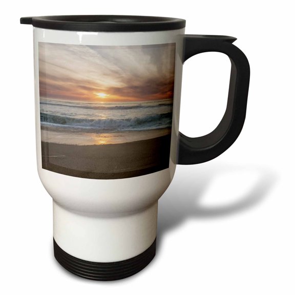 3drose, Usa, California, Point Reyes Seashore, Point Reyes Beach Sunset, 14oz Stainless Steel Travel Mug