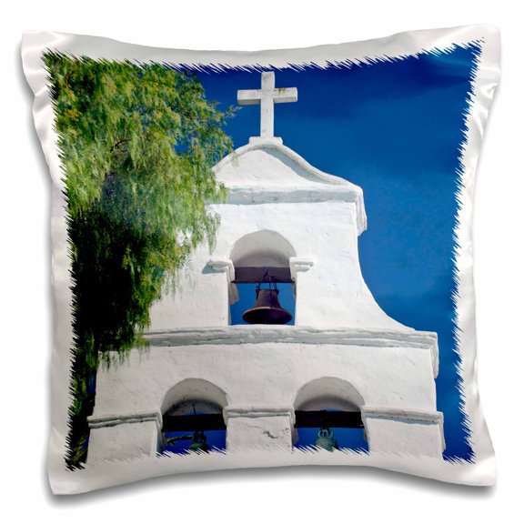 3drose, Usa, California, San Diego, Mission San Diego, Bell Tower, 16x16 inch Pillow Case