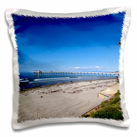 3drose, Usa, California, San Diego. Scripps Pier, La Jolla., 16x16 inch Pillow Case