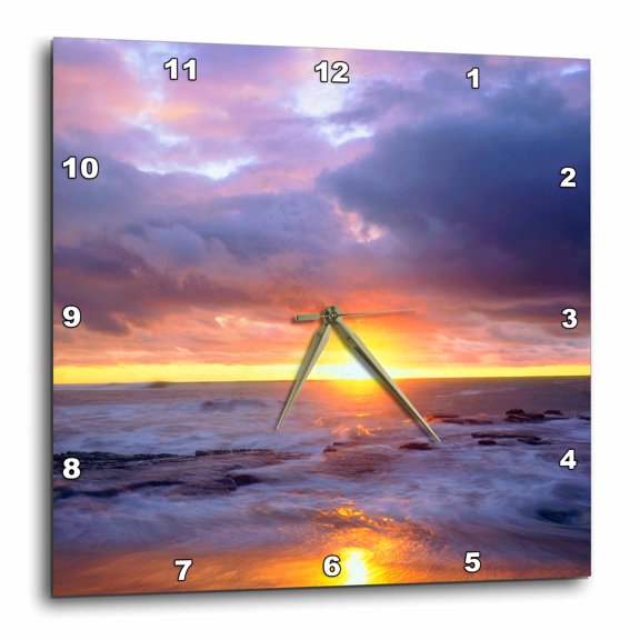 3drose, Usa, California, San Diego, Sunset Cliffs Beach at Sunset., 15x15 Wall Clock