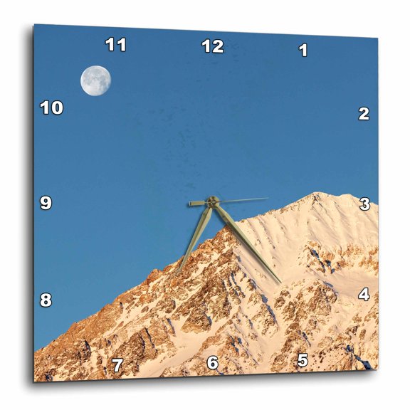 3drose, Usa, California, Sierra Nevada Mountains. Moonset Behind Mt. Tom., 15x15 Wall Clock