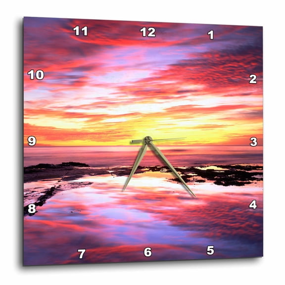 3drose, Usa, California, Tide Pools at Sunset at Sunset Cliffs, San Diego., 13x13 Wall Clock