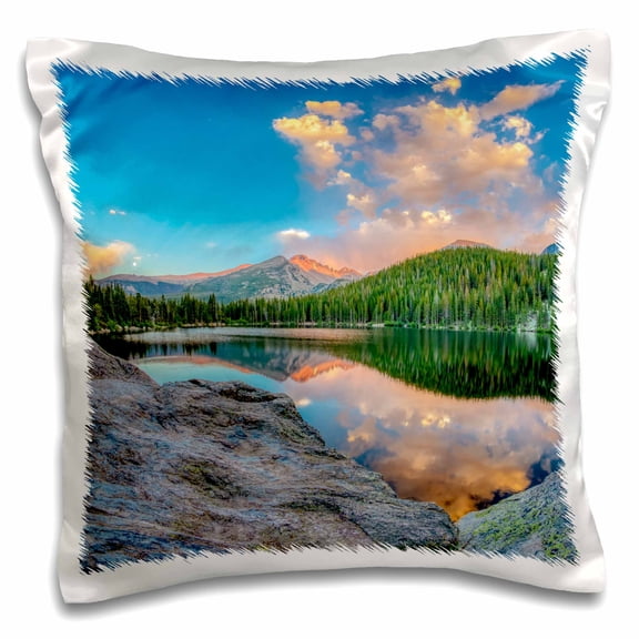 3drose, Usa, Colorado, Rocky Mountain Np. Longs Peak in Bear Lake at Sunset., 16x16 inch Pillow Case
