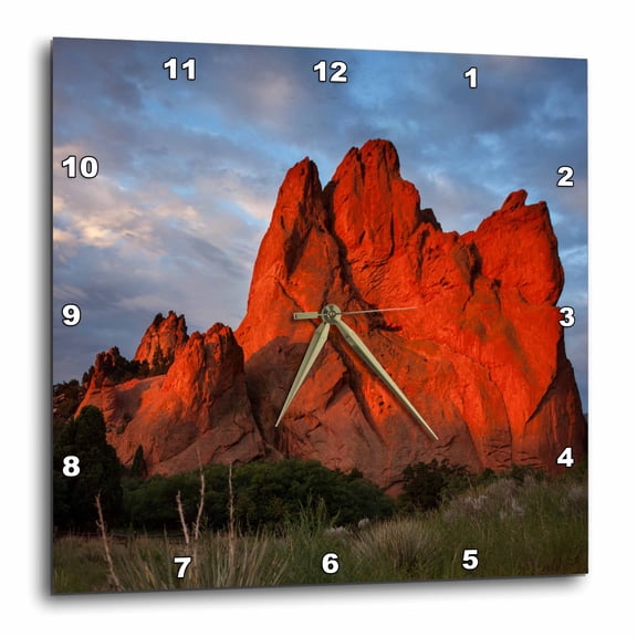 3drose, Usa, Colorado. Sunrise on Sandstone Cliff in Garden of the Gods Park, 13x13 Wall Clock