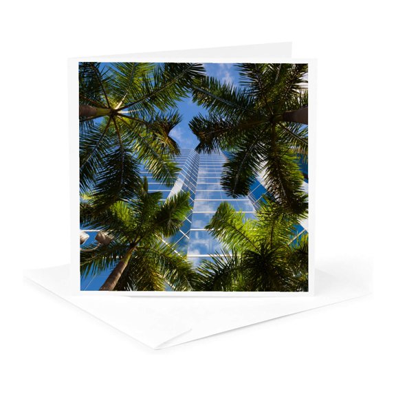 3drose, Usa, Florida, Miami, Brickell Avenue, High Rise Buildings., 1 Greeting Card with Envelope