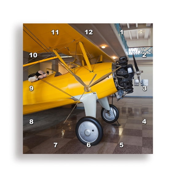 3drose, Usa, Kansas, Wichita, Kansas Aviation Museum, Stearman Biplane., 10x10 Wall Clock