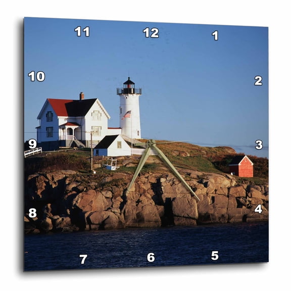 3drose, Usa, Maine, York, Lighthouse., 10x10 Wall Clock