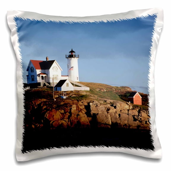 3drose, Usa, Maine, York, Lighthouse., 16x16 inch Pillow Case