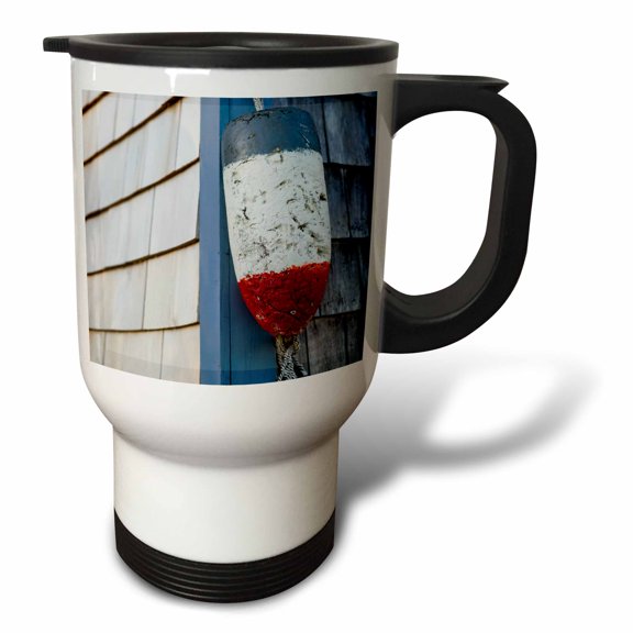 3drose, Usa, Massachusetts, Cape Ann, Rockport, Worn Lobster Buoy, 14oz Stainless Steel Travel Mug
