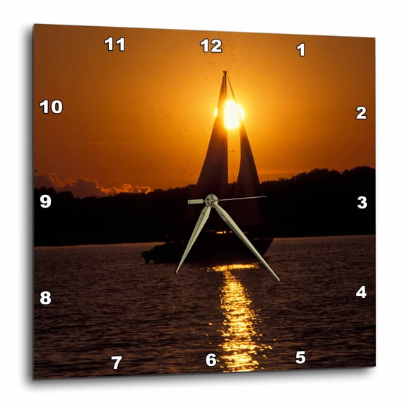 3drose, Usa, Minnesota, Sailboat Sunset Leech Lake - Us24 Pha0006 - Peter Hawkins, 10x10 Wall Clock