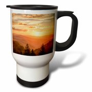 3drose, Usa, Nc, Great Smoky Mountains Np. Sunrise, Oconaluftee Valley, 14oz Stainless Steel Travel Mug
