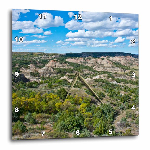 3drose, Usa, Nd, Medora. Theodore Roosevelt Np, Painted Canyon Overlook, 15x15 Wall Clock