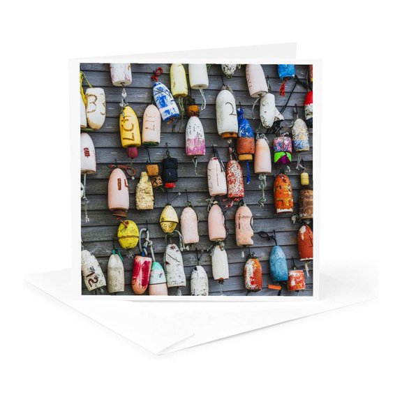 3drose, Usa, New Jersey. Fishing Floats as Wall Decorations., 1 Greeting Card with Envelope