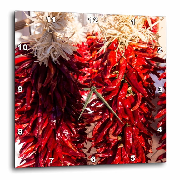 3drose, Usa, New Mexico, Sant Fe, Red Chili Peppers on String. Santa Fe, 15x15 Wall Clock