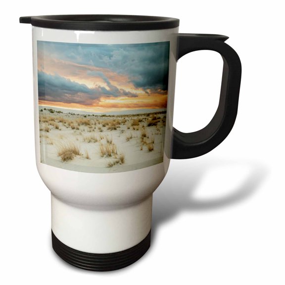 3drose, Usa, New Mexico, White Sands Monument. Clouds over Sand Dunes., 14oz Stainless Steel Travel Mug