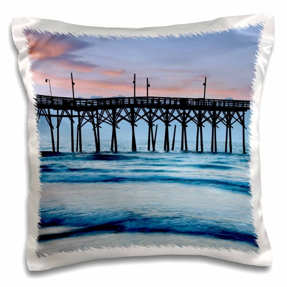 3drose, Usa, North Carolina, Sunset Beach Pier, Sunrise - Us34 Bjy0031 - Jaynes Gallery, 16x16 inch Pillow Case