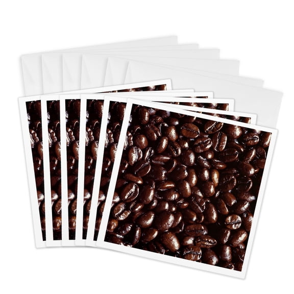 3drose, Usa, Oregon, Bend. Dark Brown Coffee Beans - Us38 Rer0404 - Ric Ergenbright, 6 Greeting Cards with Envelopes