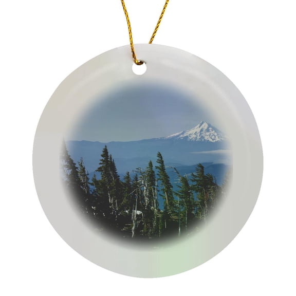 3drose, Usa, Oregon, Mt Hood from Mt Adams, Mountains - Us48 Mfr0033 - Mfr, Circle Porcelain Ornament