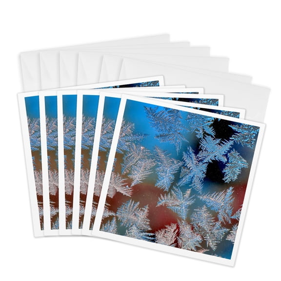 3drose, Usa, Oregon, Portland. Ice Crystals on Window Pane., 6 Greeting Cards with Envelopes
