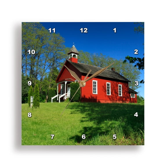 3drose, Usa, Oregon, Viola. Traditional One-room Schoolhouse., 15x15 Wall Clock