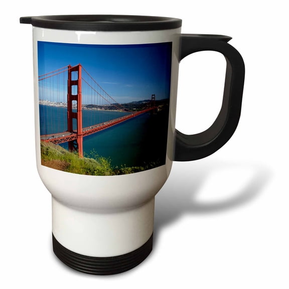 3drose, Usa, San Francisco, Golden Gate Bridge, San Francisco Bay., 14oz Stainless Steel Travel Mug
