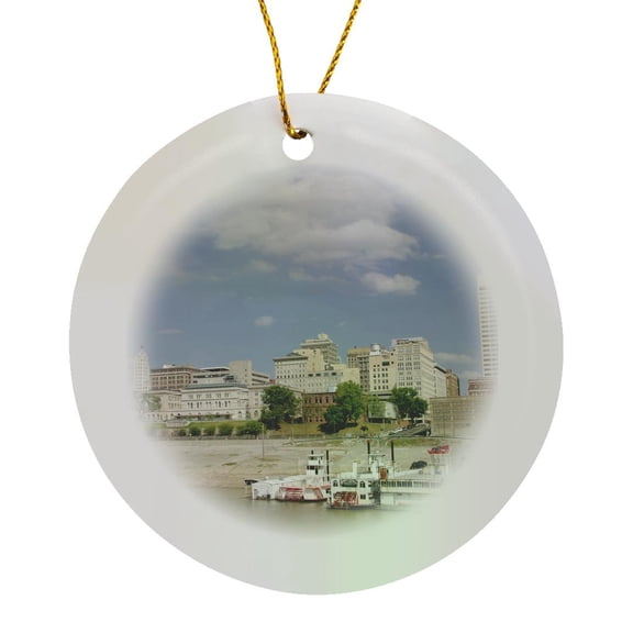 3drose, Usa, Tennessee, Memphis, Riverboat Port - Us43 Cmi0023 - Cindy Miller Hopkins, Circle Porcelain Ornament