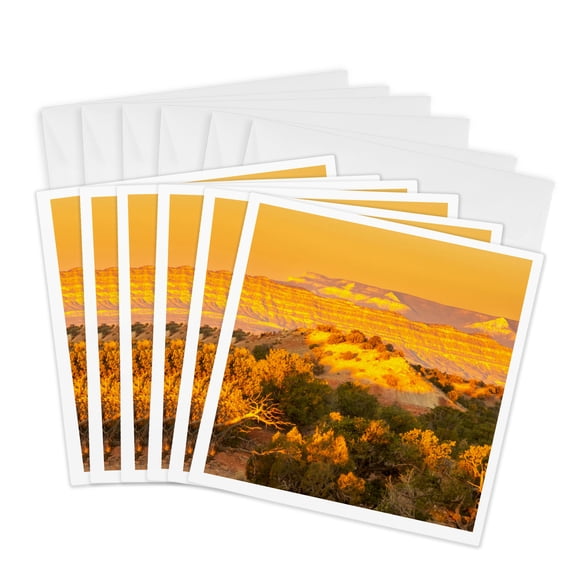 3drose, Usa, Utah, Grand Staircase Escalante Monument. Sunrise on Valley 1, 6 Greeting Cards with Envelopes