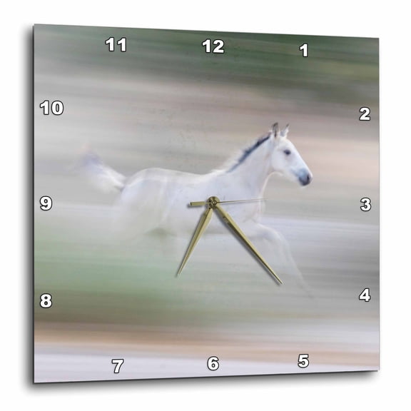 3drose, Usa, Utah, Tooele County. Blur of Wild Horse Colt Galloping, 15x15 Wall Clock