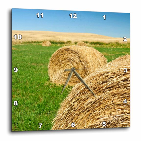 3drose, Usa, Washington, Palouse. Hay Bales on a Farm - Us48 Rdu0482 - Richard Duval, 10x10 Wall Clock