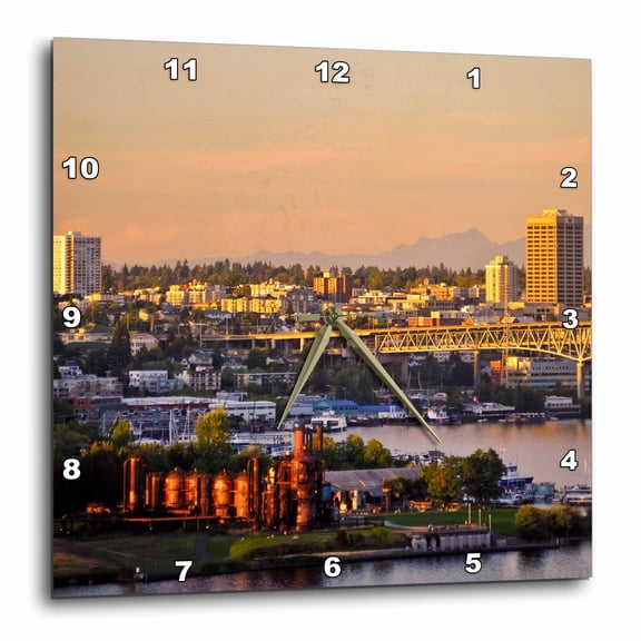 3drose, Usa, Washington, Seattle. Mt. Rainier, Lake Union - Us48 Rdu0278 - Richard Duval, 15x15 Wall Clock