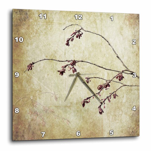 3drose, Usa, Washington State, Seabeck. Plum Tree Branch with Spring Buds., 13x13 Wall Clock