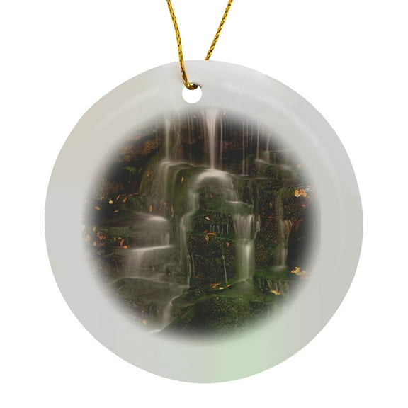 3drose, Usa, West Virginia, Blackwater Waterfall - Us49 Bja0006 - Jaynes Gallery, Circle Porcelain Ornament