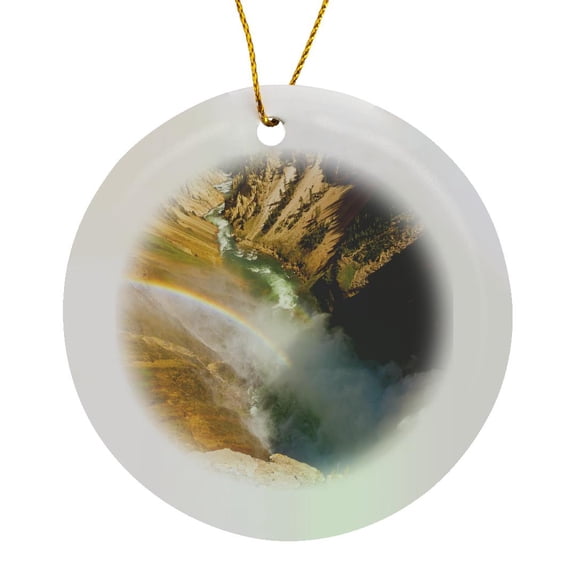 3drose, Usa, Wyoming, Grand Canyon, Yellowstone Falls - Us06 Bjy0005 - Jaynes Gallery, Circle Porcelain Ornament
