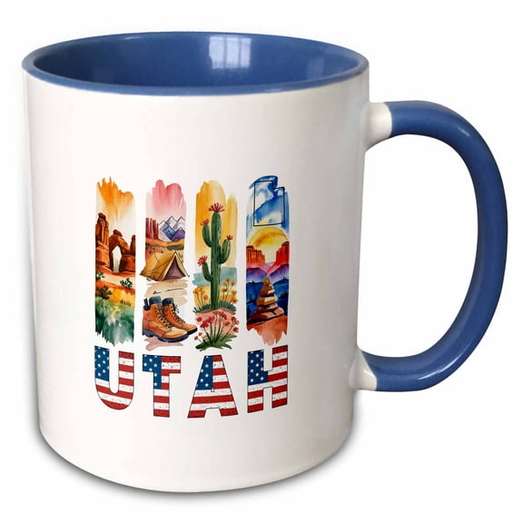 3drose, Utah State. Usa. Local Aspects. Radiant Gift, Charm Souvenir for All, 15oz Two-tone Blue Mug