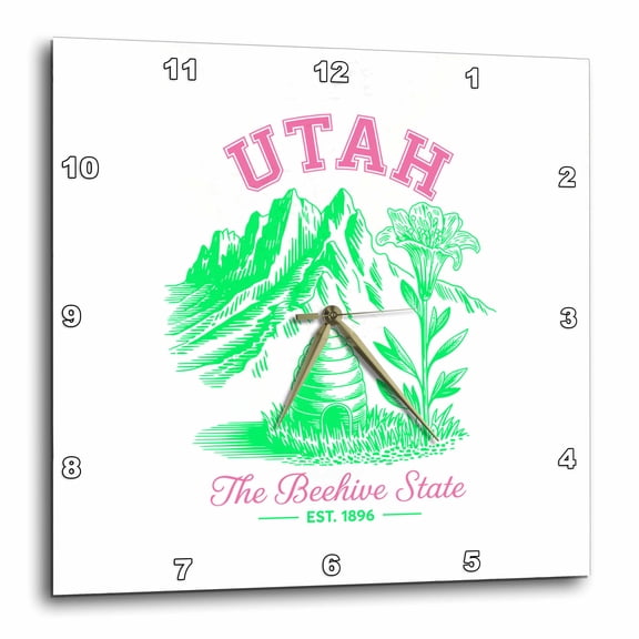 3drose, Utah State, the Usa. the Beehive State. Established in 1896, Gift, 15x15 Wall Clock